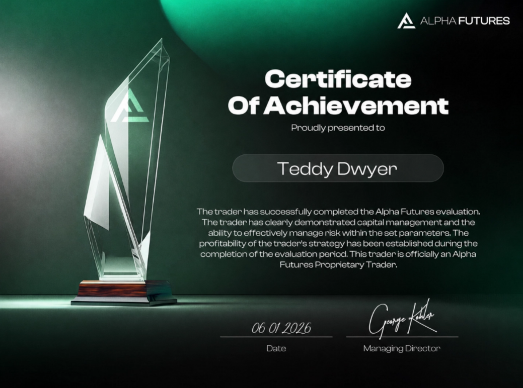 Alpha Futures Certificate of Achievement — Teddy Dwyer